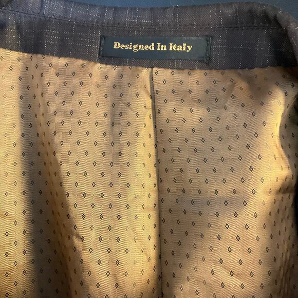 Vinci Brown Suit Jacket Blazer Checked Italian Single Breasted Neutral Size 52R - Picture 4 of 9